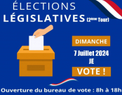2ème Tour des Elections Législatives 2024, le 7 juillet 2024 à la Salle des fêtes d'ÉCURIE, notre voix compte. Votons ! 